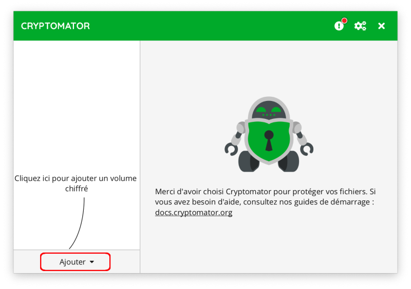 Interface de Cryptomator