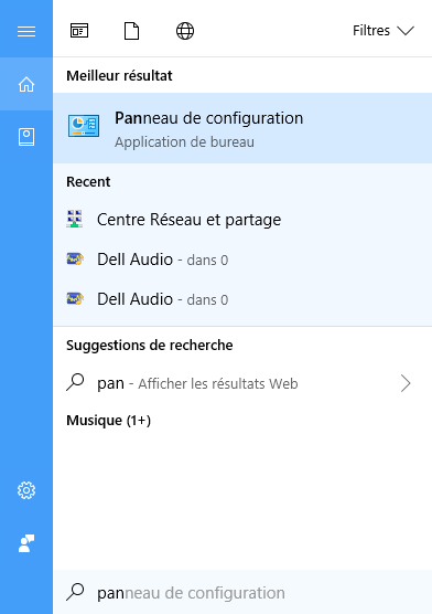 Panneau de configuration