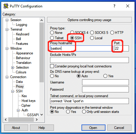 PuTTY - ProxyJump