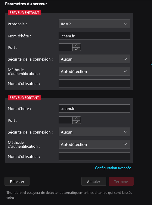 configuration manuelle